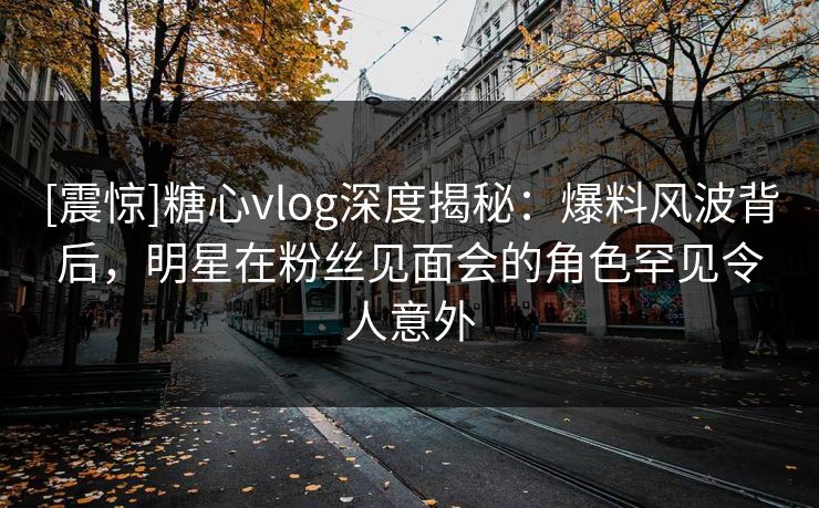 [震惊]糖心vlog深度揭秘：爆料风波背后，明星在粉丝见面会的角色罕见令人意外