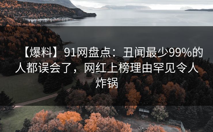 【爆料】91网盘点:丑闻最少99%的人都误会了,网红上榜理由罕见令人炸锅