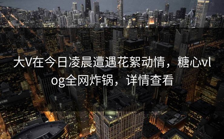 大V在今日凌晨遭遇花絮动情，糖心vlog全网炸锅，详情查看